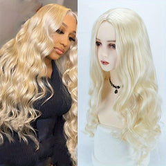 Long Blonde Cosplay Wigs For Women Curly Body Wave Halloween Party