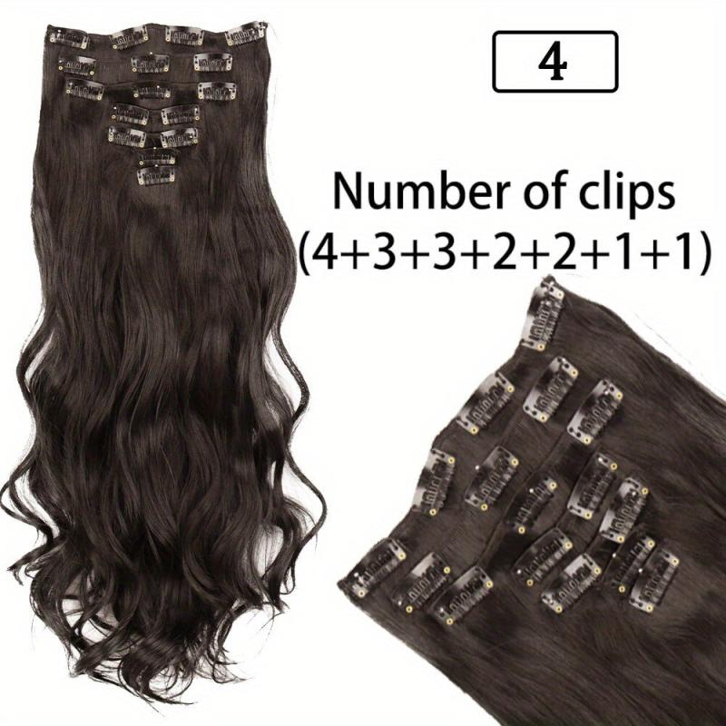 Long Wavy Hair Extensions 16 Clips In Hairpieces Heat Resistant Synthetic Hair