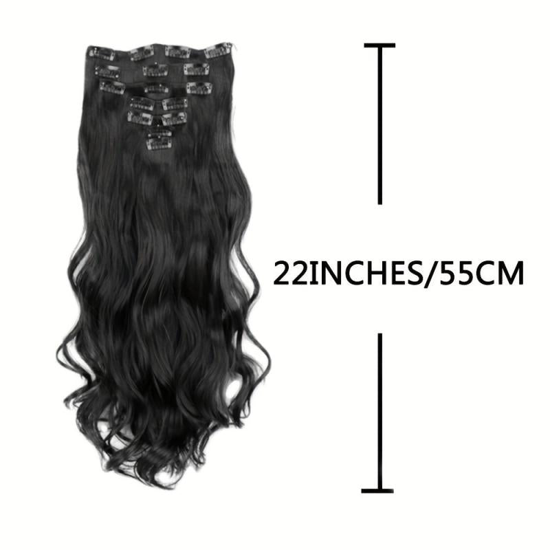 Long Wavy Hair Extensions 16 Clips In Hairpieces Heat Resistant Synthetic Hair