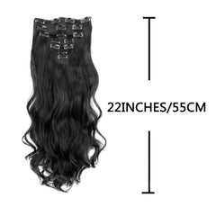Long Wavy Hair Extensions 16 Clips In Hairpieces Heat Resistant Synthetic Hair
