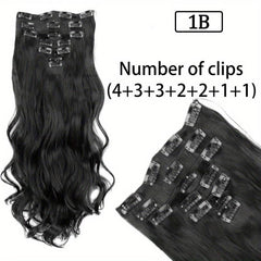 Long Wavy Hair Extensions 16 Clips In Hairpieces Heat Resistant Synthetic Hair