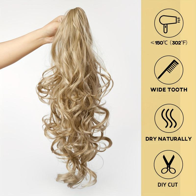 Long Curly Wavy Ponytail Hairpiece Claw Clip Extension for Women
