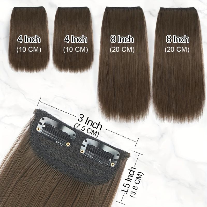 4pcs Women's Invisible Clips In Hair Topper Synthetic Hair Extension