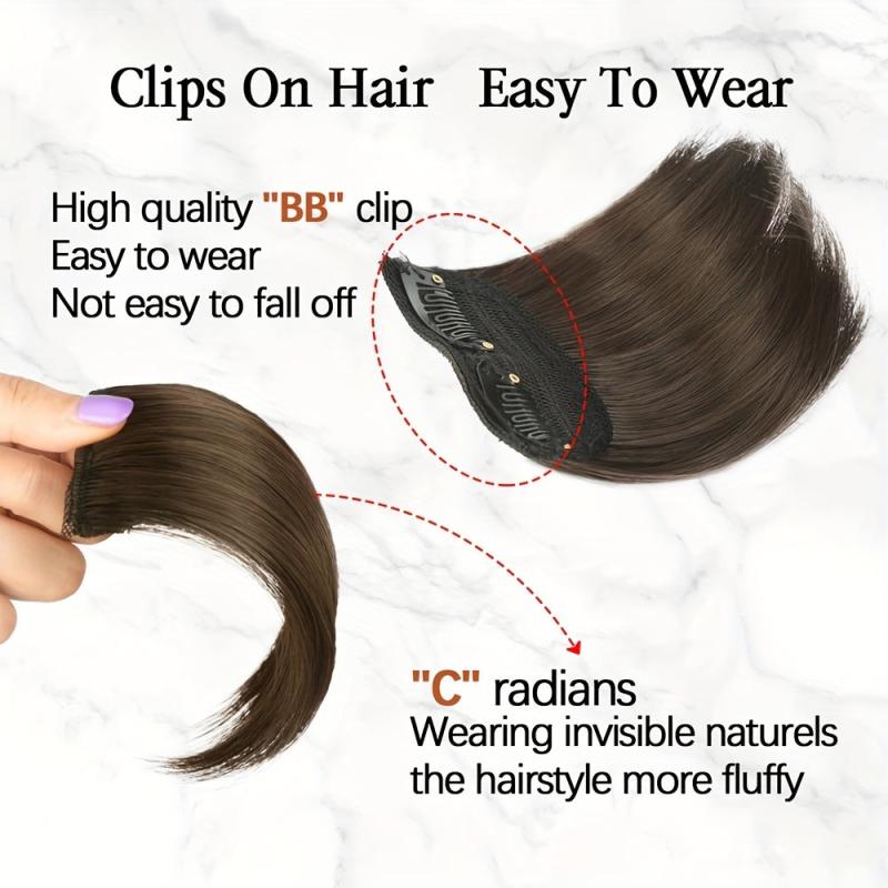 4pcs Women's Invisible Clips In Hair Topper Synthetic Hair Extension