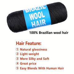 Natural Brazilian Wool Hair for Braids 70G Roll