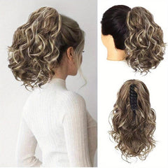 Medium Long Curly Wavy Ponytail Extensions - Clip In Synthetic Hair