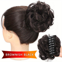 Synthetic Curly Chignon Hair Bun Claw Clip Updo Cover Hairpiece