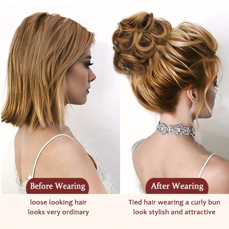 Synthetic Curly Chignon Hair Bun Claw Clip Updo Cover Hairpiece
