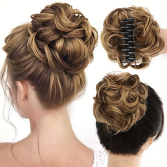 Synthetic Curly Chignon Hair Bun Claw Clip Updo Cover Hairpiece