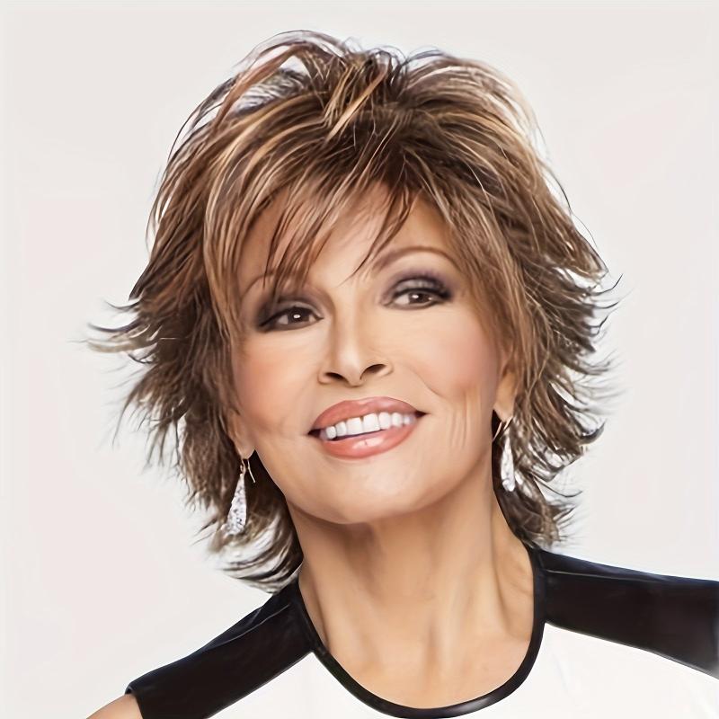 Ombre Gray Short Curly Pixie Cut Synthetic Wig With Bangs
