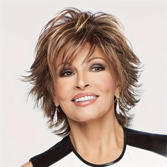 Ombre Gray Short Curly Pixie Cut Synthetic Wig With Bangs