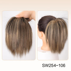 Messy Straight Donut Hair Buns Updo Chignon Elastic Hair Rope Extensions
