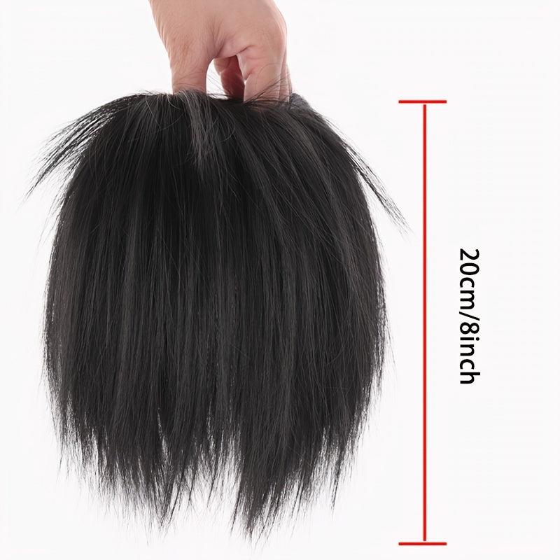 Messy Straight Donut Hair Buns Updo Chignon Elastic Hair Rope Extensions