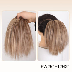 Messy Straight Donut Hair Buns Updo Chignon Elastic Hair Rope Extensions