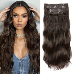 Long Wavy Clip In Hair Extensions for Women Synthetic Hair Stunning Look