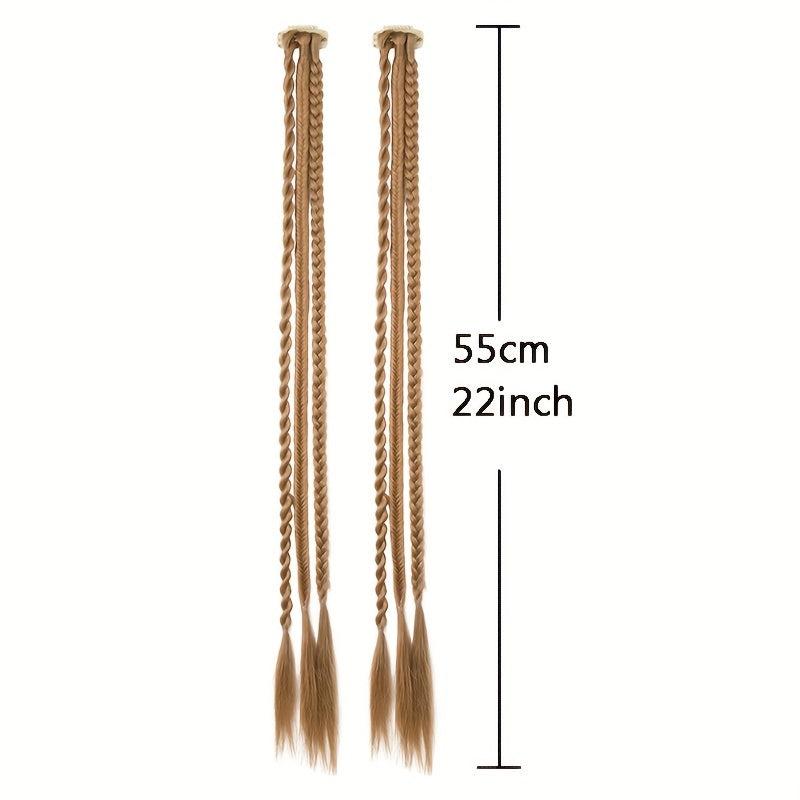 Clip In Braids Hair Extensions 55-88 Cm Baby Braids Soft Synthetic Hairpieces 1B