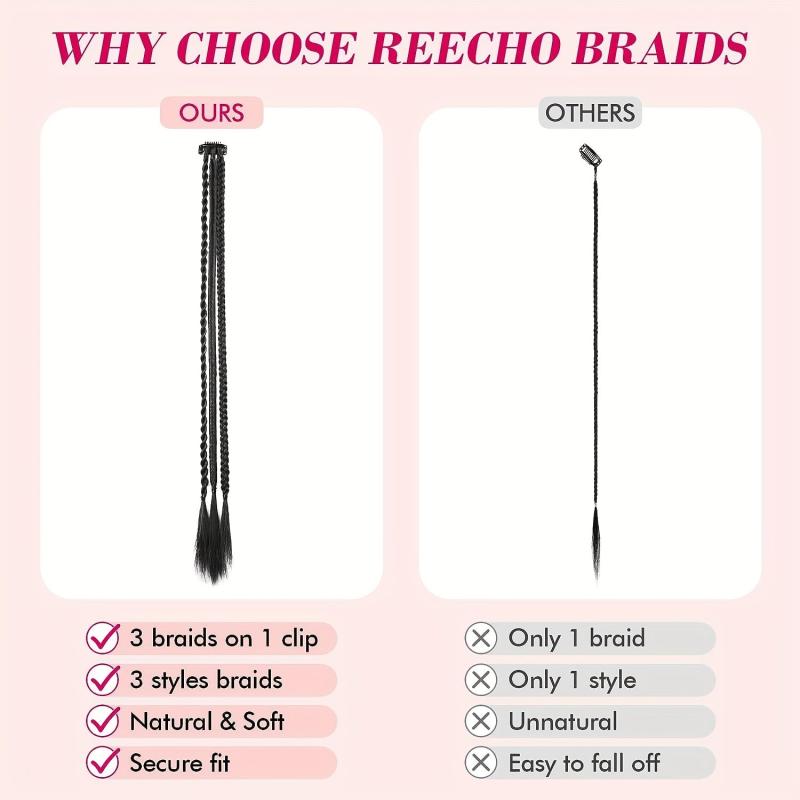 Clip In Braids Hair Extensions 55-88 Cm Baby Braids Soft Synthetic Hairpieces 1B