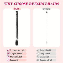 Clip In Braids Hair Extensions 55-88 Cm Baby Braids Soft Synthetic Hairpieces 1B