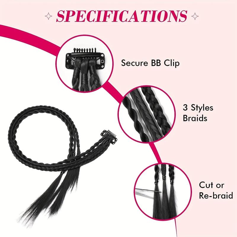 Clip In Braids Hair Extensions 55-88 Cm Baby Braids Soft Synthetic Hairpieces 1B