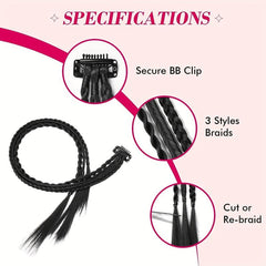 Clip In Braids Hair Extensions 55-88 Cm Baby Braids Soft Synthetic Hairpieces 1B