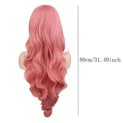 Pink Long Body Wave Hair Wigs Synthetic Heat Resistant for Anime Coplay