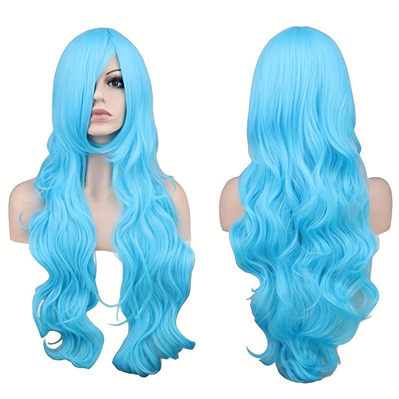 Pink Long Body Wave Hair Wigs Synthetic Heat Resistant for Anime Coplay