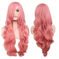 Pink Long Body Wave Hair Wigs Synthetic Heat Resistant for Anime Coplay