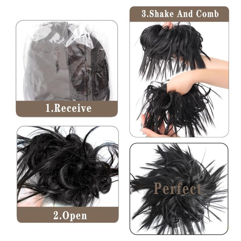 Curly Messy Chignon High Temp Fiber Hair Extensions in Brown