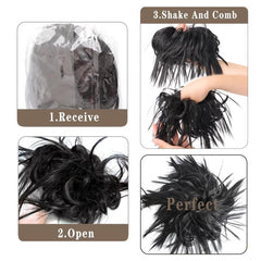 Curly Messy Chignon High Temp Fiber Hair Extensions in Brown