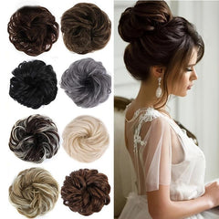 Curly Messy Chignon High Temp Fiber Hair Extensions in Brown