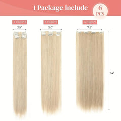 60 96 Cm Long Straight Hair Clip In Hair Extensions Synthetic Wig For Women