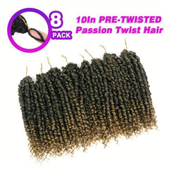 8Pack 12Inch Pre-Twisted Short Crochet Passion Twist Hair