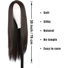 Long Straight Synthetic Wig Natural Full Wig Heat Resistant Fiber Wig 30 Inch