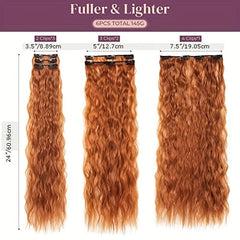 6pcs Curly Wavy Hair Extensions 60-96cm Long