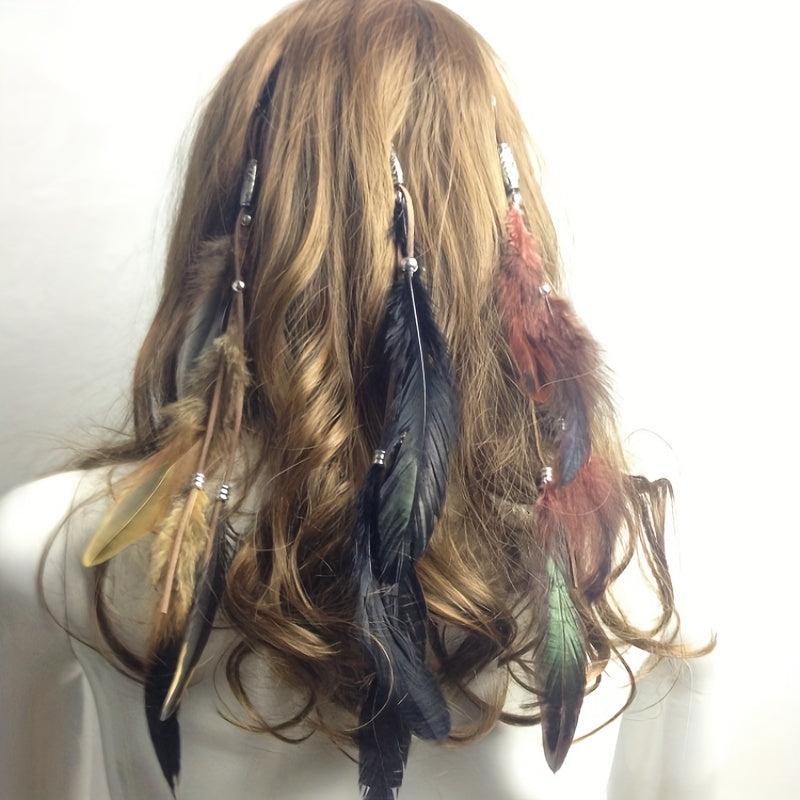 Bohemian Feather Headband Tassel Headdress for Women Girls