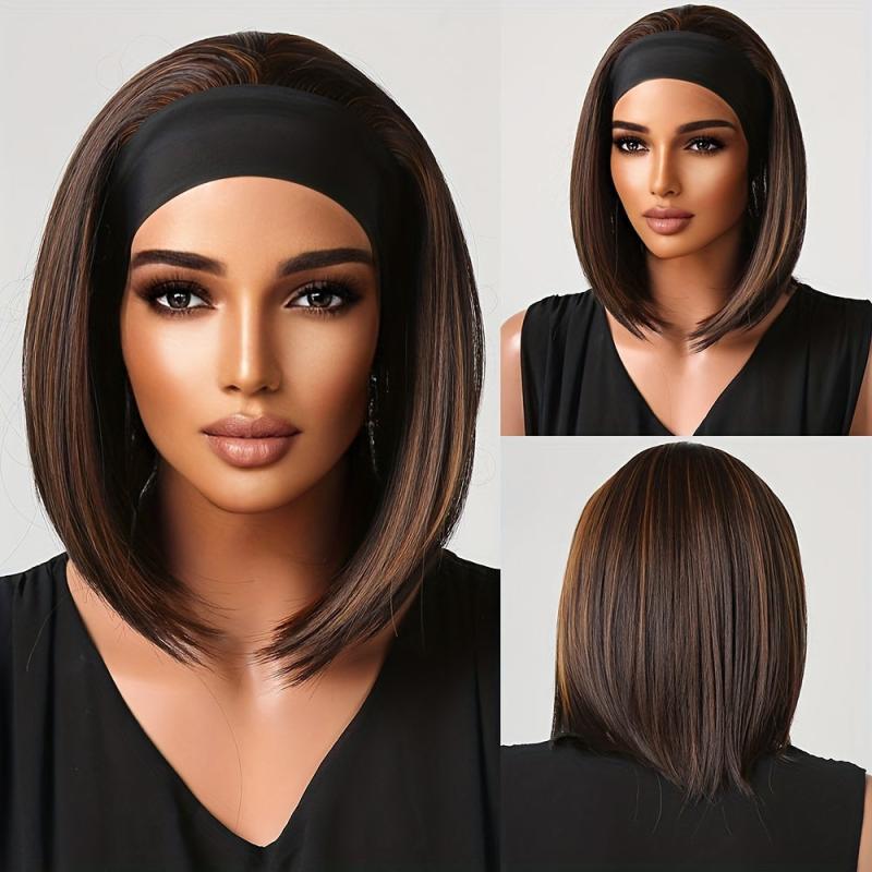 Short Bob Headband Wig for Women 56cm Straight Heat Resistant Synthetic Wig
