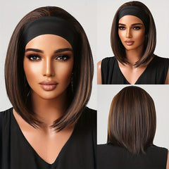 Short Bob Headband Wig for Women 56cm Straight Heat Resistant Synthetic Wig