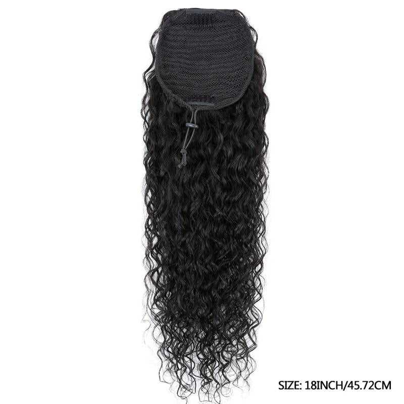Water Wave Human Hair Drawstring Ponytail