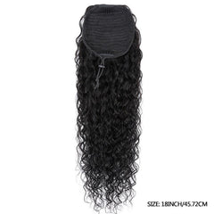 Water Wave Human Hair Drawstring Ponytail