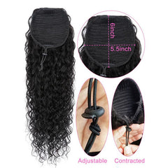 Water Wave Human Hair Drawstring Ponytail
