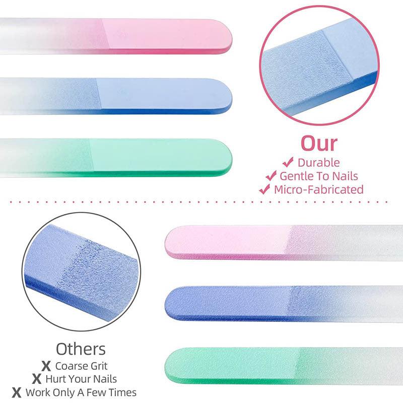 3pcs Crystal Glass Nail File Kit for Women Manicure Pedicure Care
