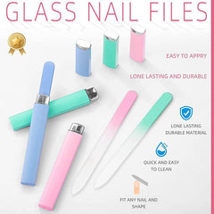 3pcs Crystal Glass Nail File Kit for Women Manicure Pedicure Care