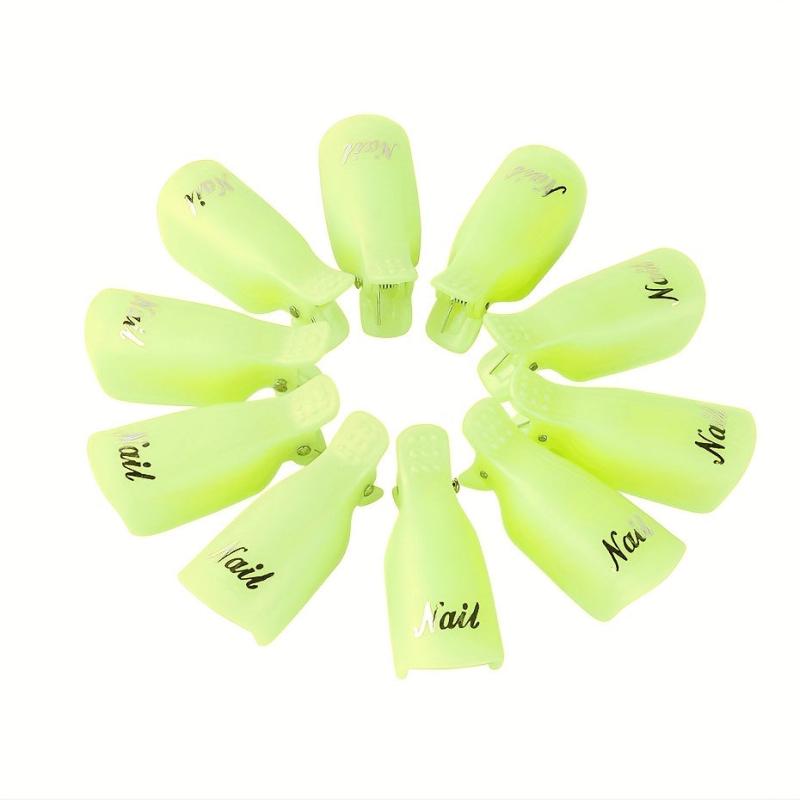 10pcs Nail Art Soak Off Cap Clips Pink Plastic Fingers Remover