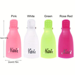 10pcs Nail Art Soak Off Cap Clips Pink Plastic Fingers Remover
