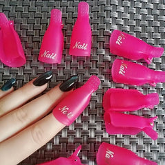 10pcs Nail Art Soak Off Cap Clips Pink Plastic Fingers Remover