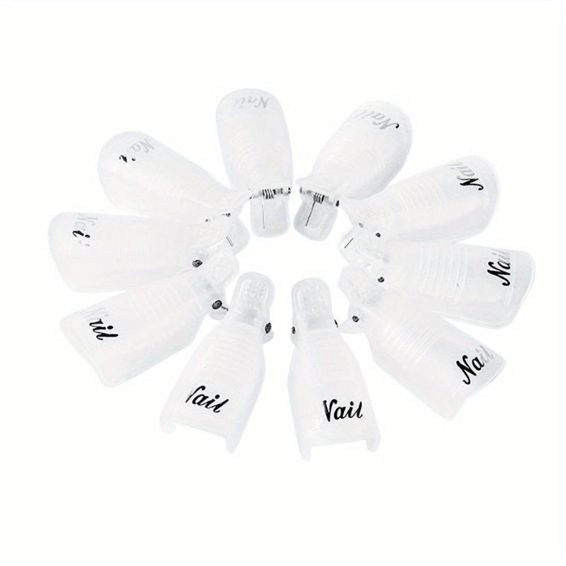 10pcs Nail Art Soak Off Cap Clips Pink Plastic Fingers Remover