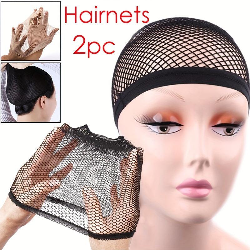 2 Pcs Hair Nets Stretchable Elastic Hair Nets Snood Weaving Nude
