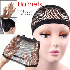 2 Pcs Hair Nets Stretchable Elastic Hair Nets Snood Weaving Nude