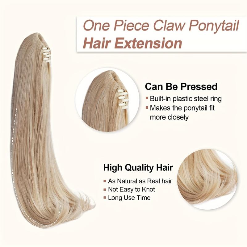 Long Claw Clip In Ponytail Extensions for Women - Natural Looking