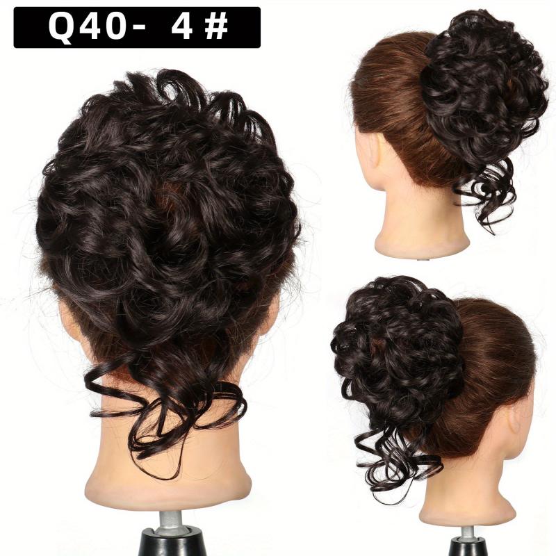 Curly Donut Hair Buns Updo Chignon with Hair Rope 15